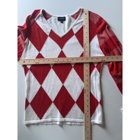 Burberry Golf v-neck red white argyle sweater M athleisure designer preppy - Picture 6 of 8